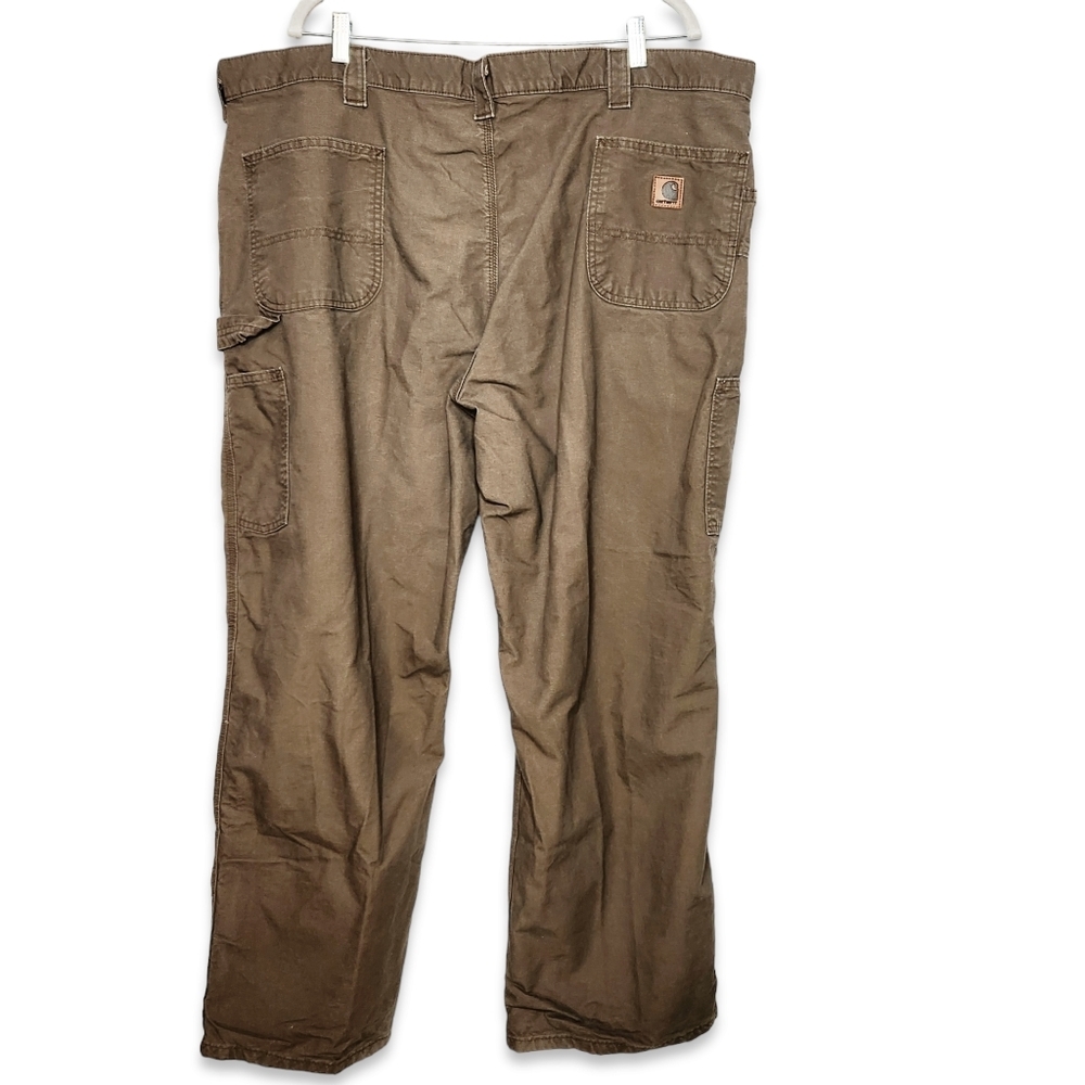 Carhartt Canvas Work Dungaree Men's Size 46x30 Dark Khaki B151 - Picture 3 of 7